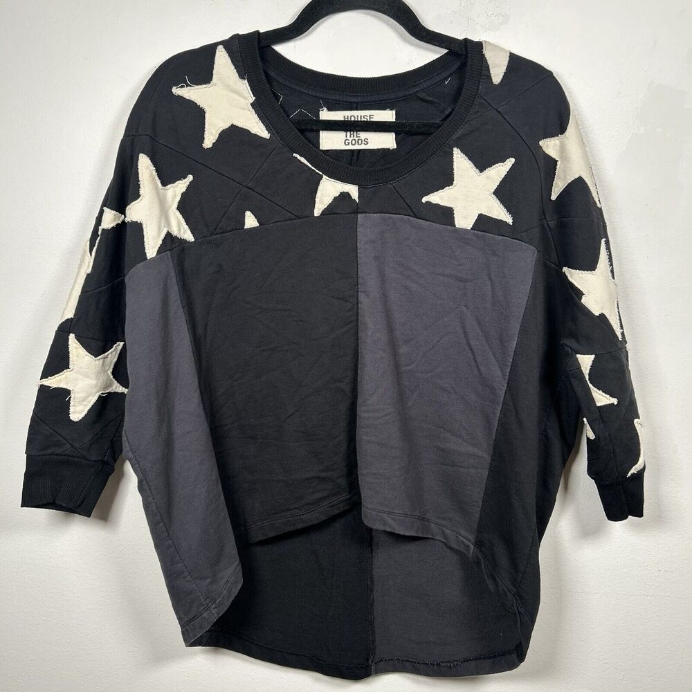 House of the Gods Sweatshirt Black Gray Stars Goth Women’s Size XS